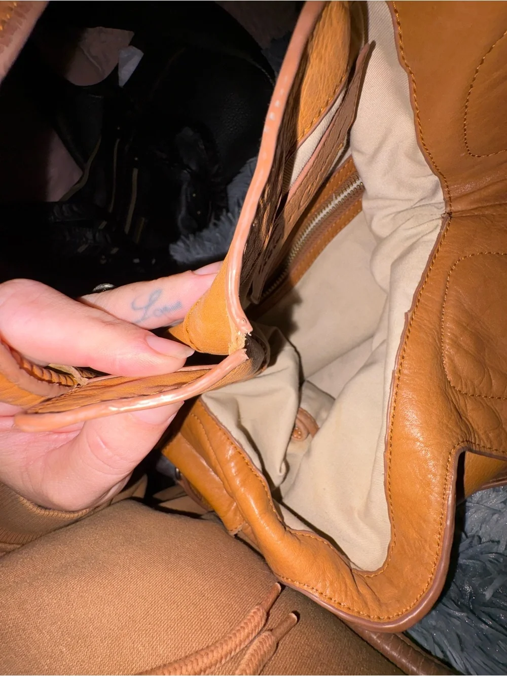 Foley + Corinna Cognac Leather Crossbody Tote